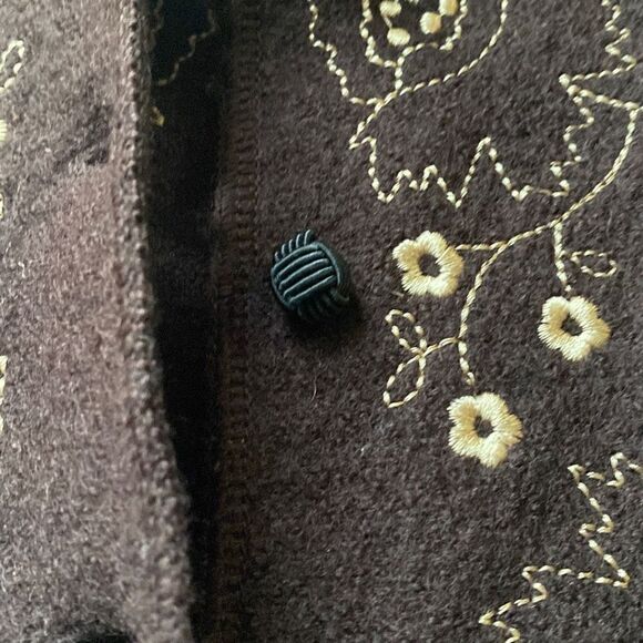 Cambridge Dry Goods brown wool jacket blazer coat embroidered size small - Picture 11 of 13